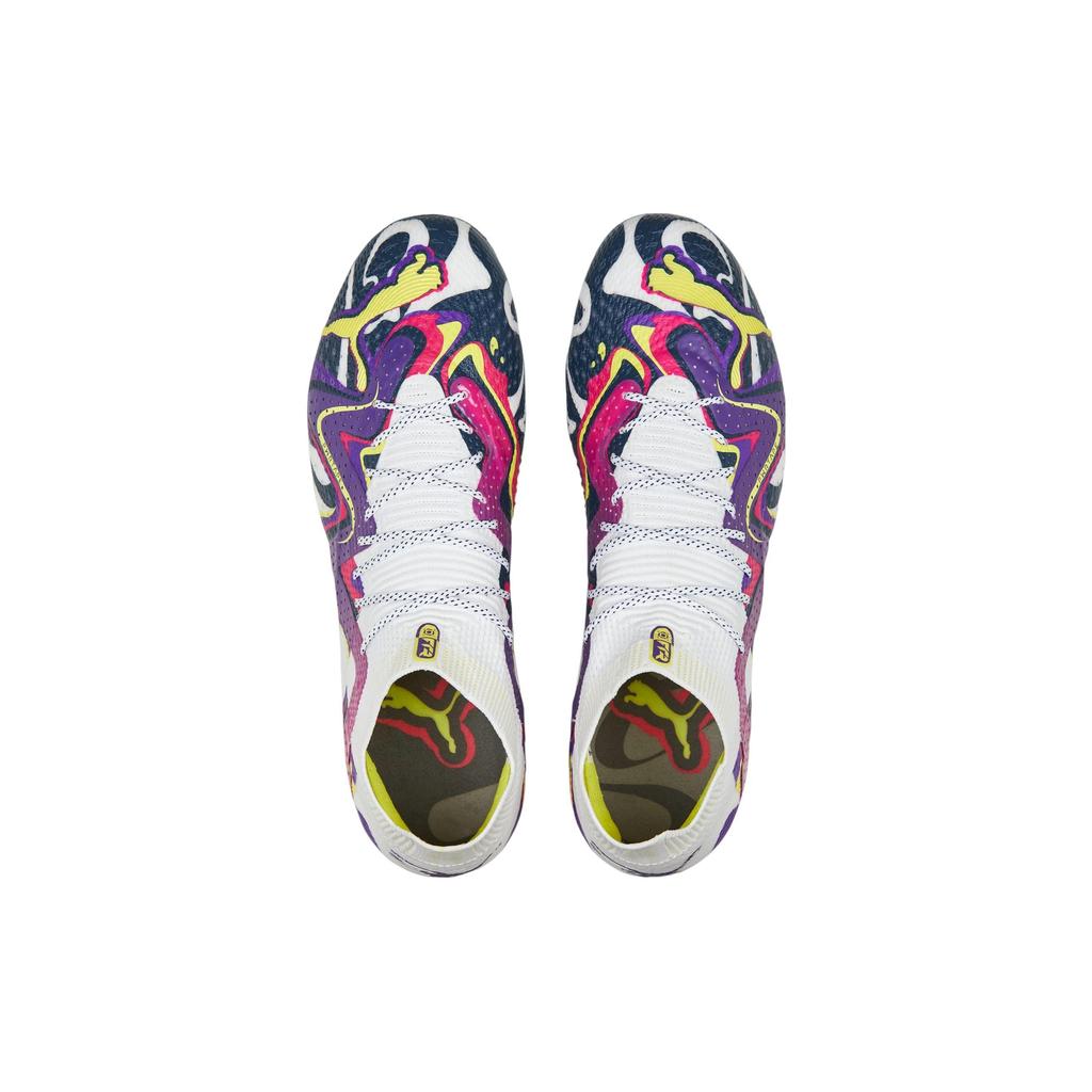 Puma Future Ultimate Create Round Toe Lace-Up Soccer Shoes Unisex Soccer Shoes White Purple Yellow 107323-01