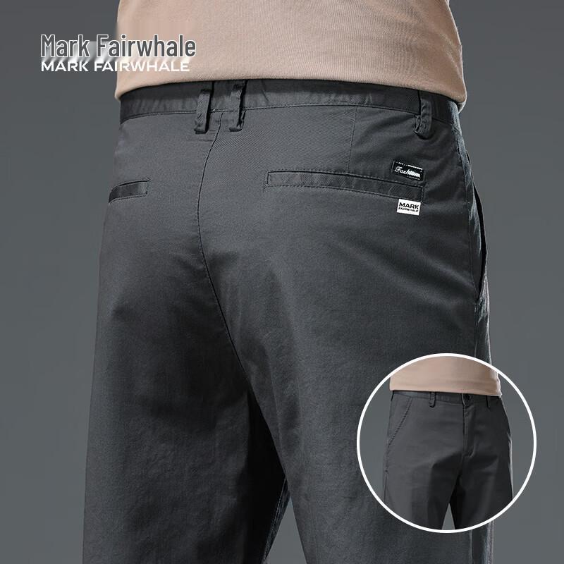 MARK FAIRWHALE Men s Summer Breathable Pure Cotton Straight-Leg Pants 28