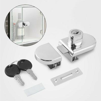 Zinc Alloy Glass Door Lock Security Lockset Cabinet Display Lock Single/Double Door Punch-Free Cabinet Door Lock Home Office