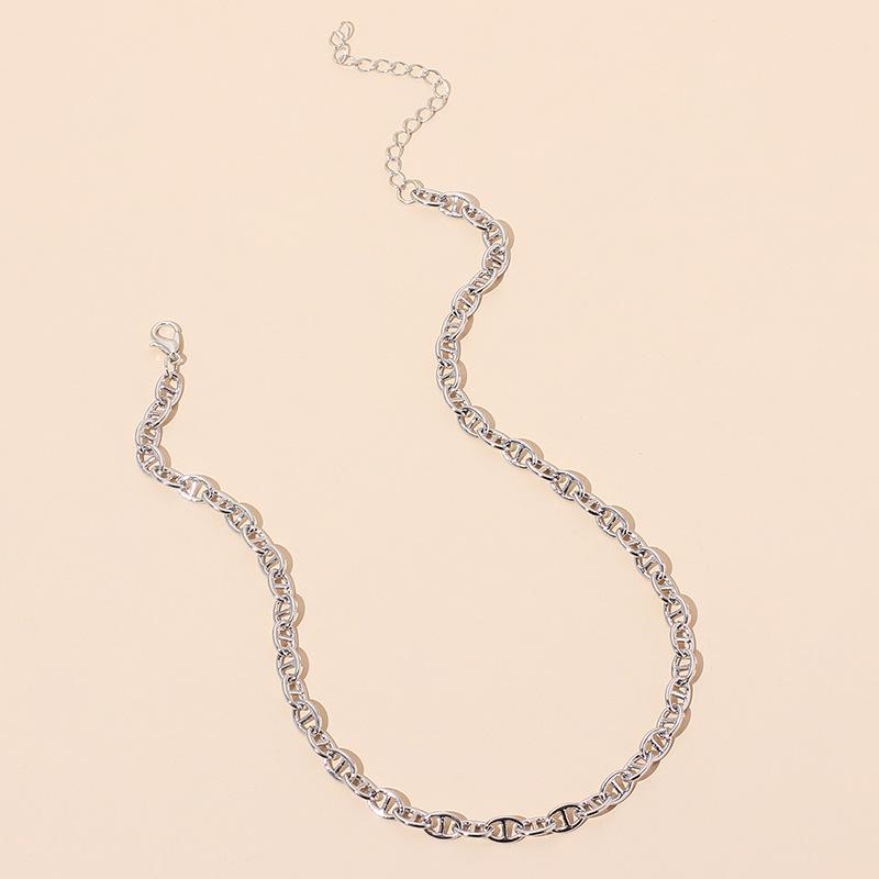 Cool Tone Minimal Stackable Necklace, Hip Hop Choker Clavicle Chain