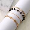 Braccialetto caviglia cavigliera cavigliera in lega alla moda multistrato incastonato di diamanti piccolo fresco set da 4 pezzi da donna