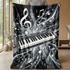 Music Instruments Harmony Theme Blanket Lightweight Warm Flannel Blanket Decorative Throw Blanket for Home Decoration