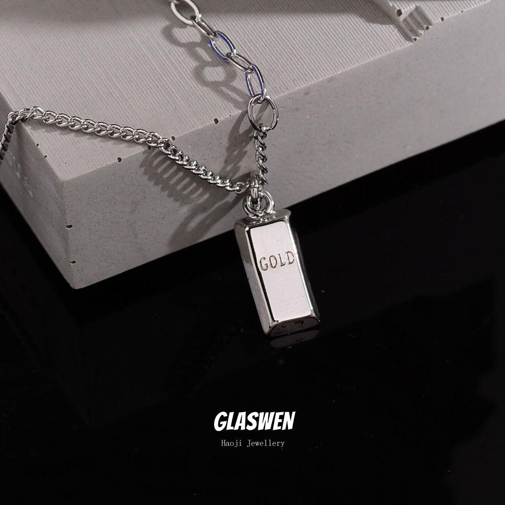 

Small Gold Bar Pendant Temperament Necklace Women S Simple Gold Brick Collarbone Chain Personality Advanced Sense