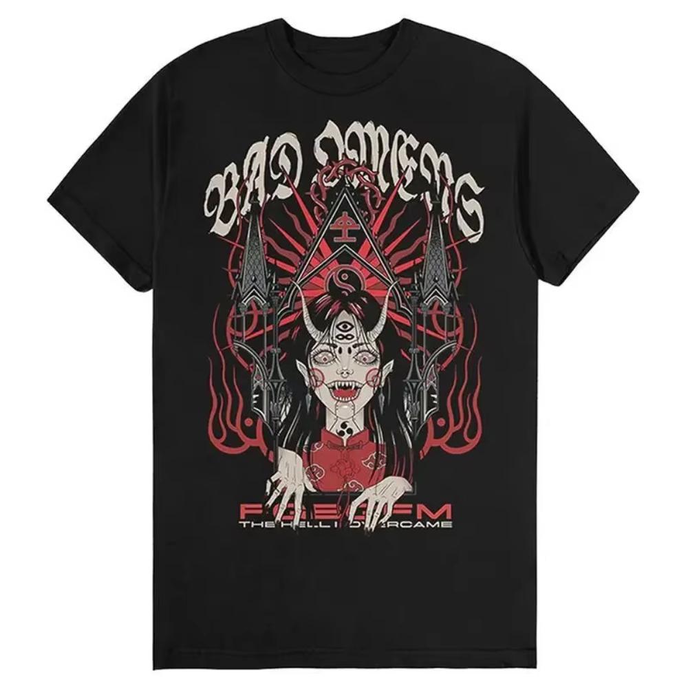 

Bad OUnisexs Band Metal Core Rock American Retro Casual Loose Print Unisexs and Womens Cotton Shortsleeved Tshirt Summer T Shirt 2XL