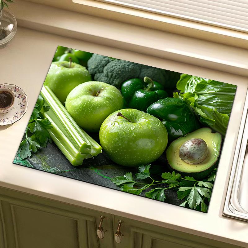 Diatom Mud Absorbent Non-Slip Countertop Pad for Kitchen & Coffee Machine - Stylish Fruit Design, Heat Insulation, Water Control