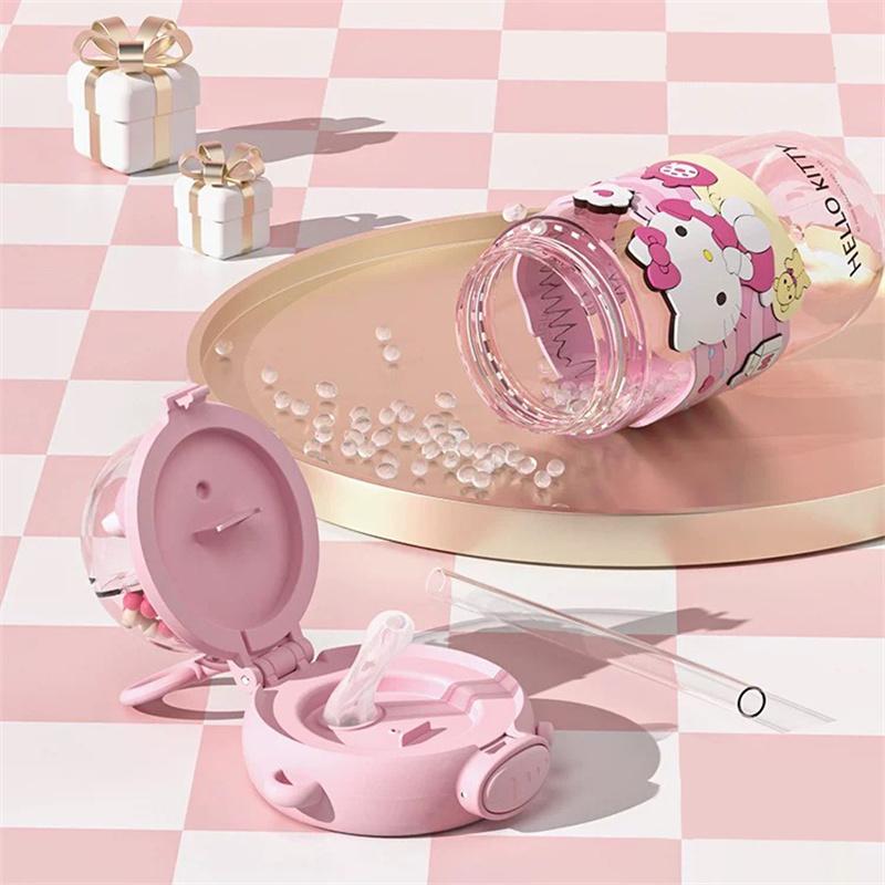 Cartoon Straw Water Cup Sanrio My Melody/Hello Kitty/Kuromi Leak-proof Children's Water Bottle Space Cup for Boys/Girls Gift