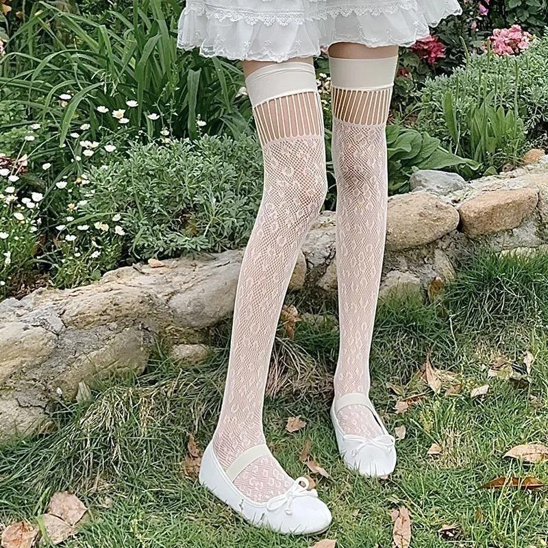 Leopard Print Women Stockings Sexy Lace Mesh Fishnet Stockings Thigh High Socks JK Lolita Knee High Socks Thigh High Stockings
