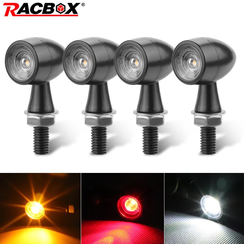 

Мини-пуля, светодиодные указатели поворота для мотоцикла, 12 В, стоп-сигнал, лампа DRL, янтарный, белый, красный мигающий свет, подходящий для Honda Suzuki