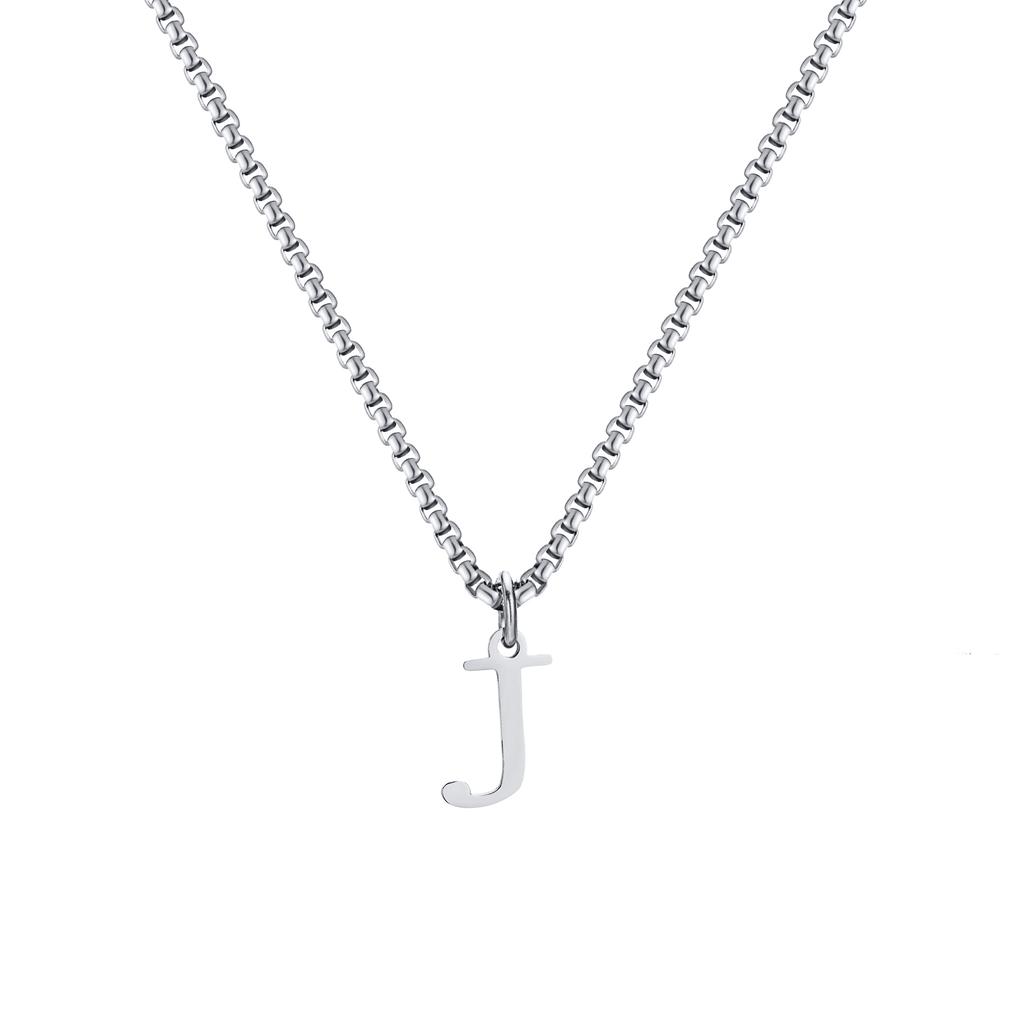 Fashion Letters A-Z Pendant Necklace for Men Women, Stainless Steel English Alphabe Chain Necklace,Fashion Punk Jewelry Men Gift