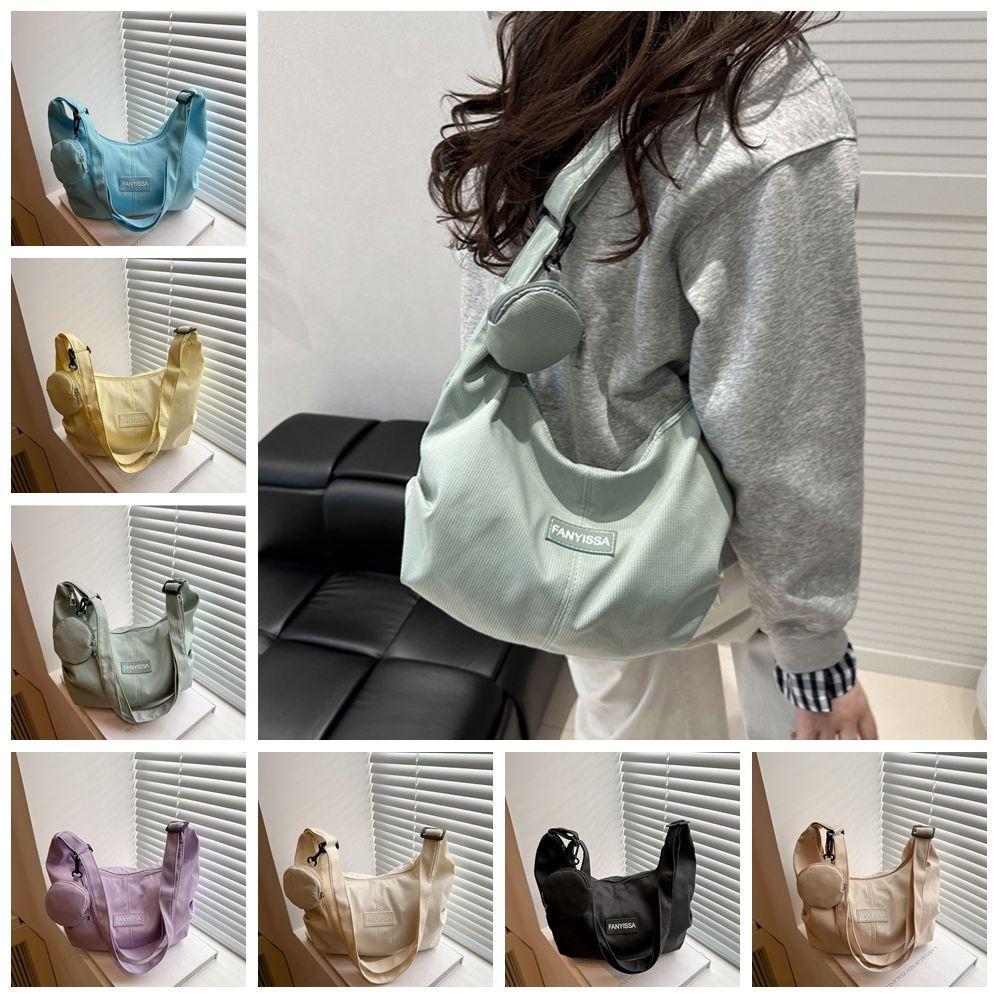 Korean Style Lightweight Shoulder Bag Cream Color Simple Dumpling Bag Girls