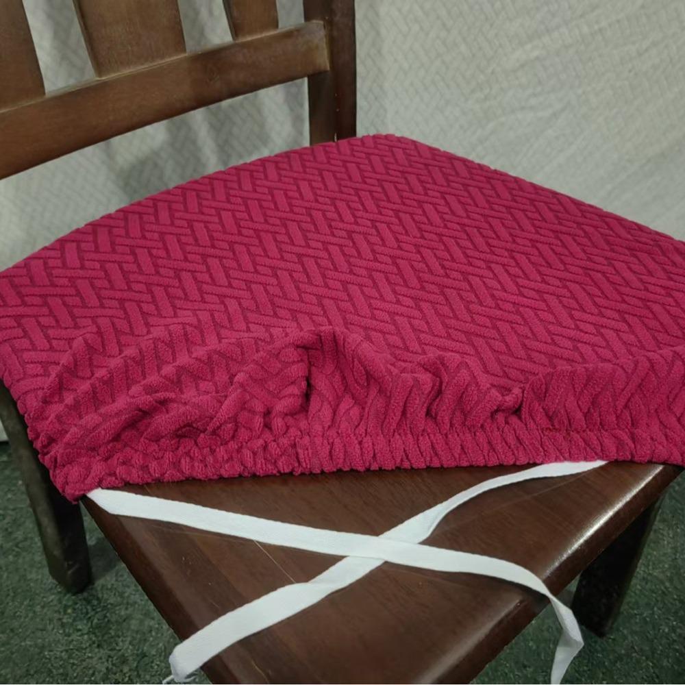 1Pcs Stretch Jacquard Chair Seat Cover Removable Elastic Dining Chair Cushion Slipcover Upholstered Washable