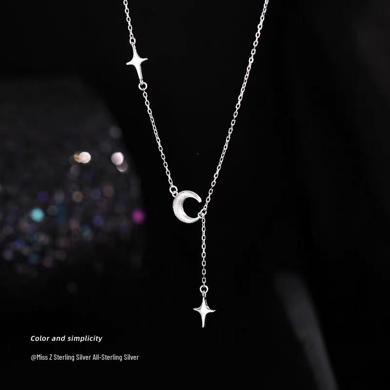 2025 New Women's Star and Moon 925 Sterling Silver Clavicle Necklace – High-End Design