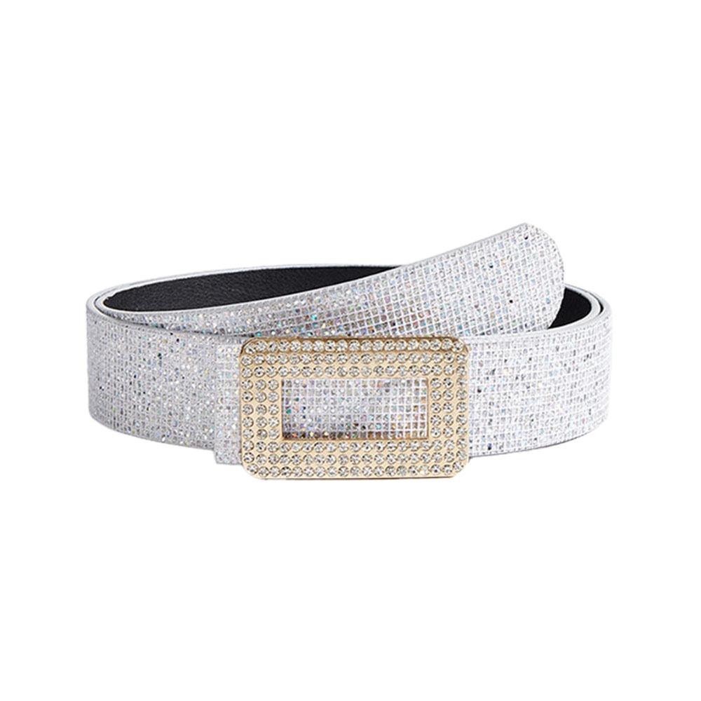 Luxury Style PU Leather Rhinestone Belt Wide Sparkling Glitter Women Waistband Versatile Glitter Waist Strap Women Fashion