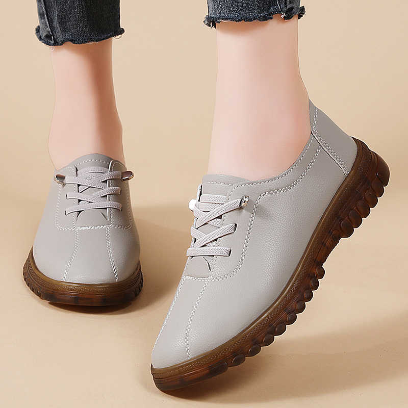 Fashion Natural Leather Elastic Band 38 Size Sneakers Vulcanize Women's Moccasin Brand Women Shoes Sports Tenya Loffers Hand Made