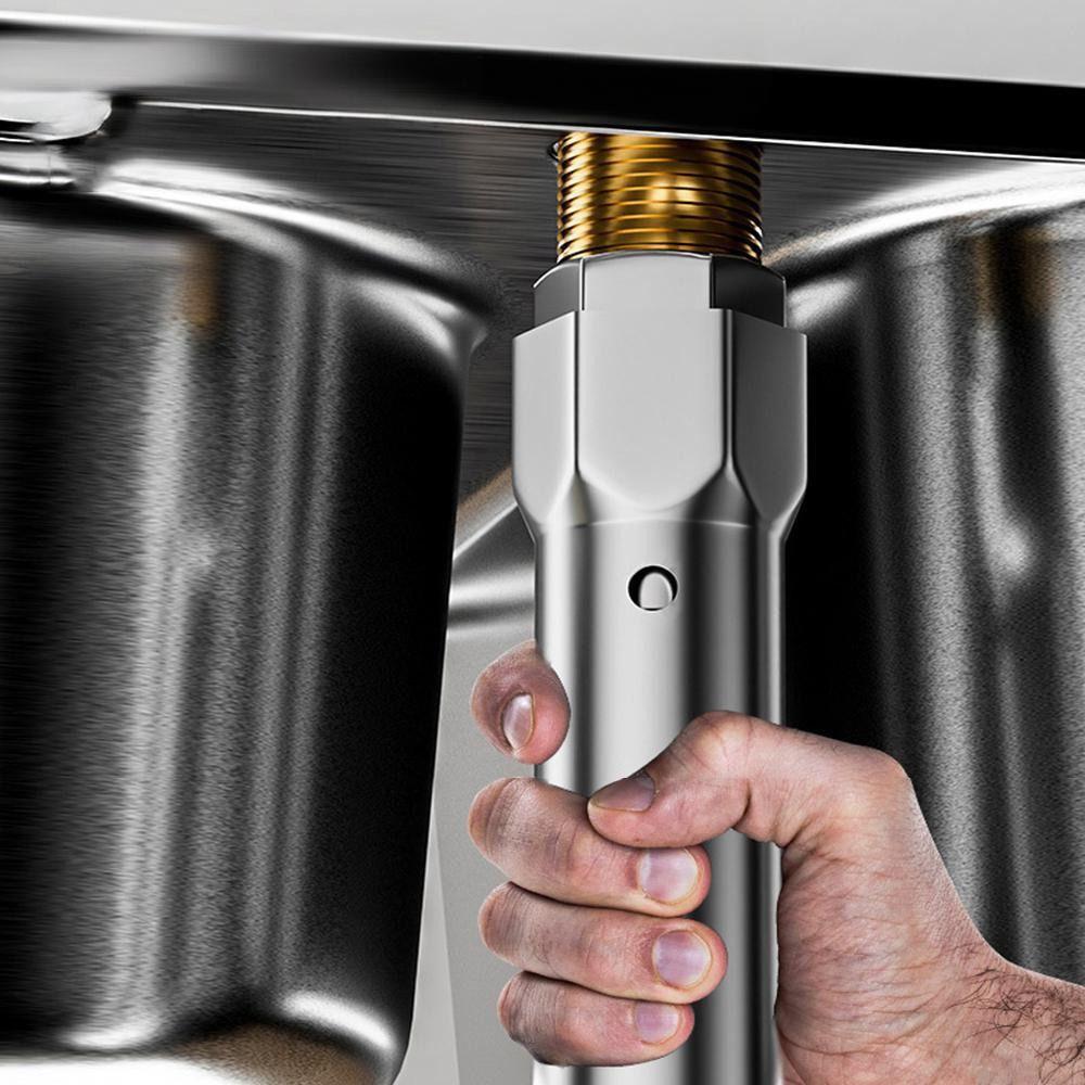 Double Headed Socket Wrench Silver Sink Faucet Tool Durable Ratchet Wrench  Pipe Maintenance