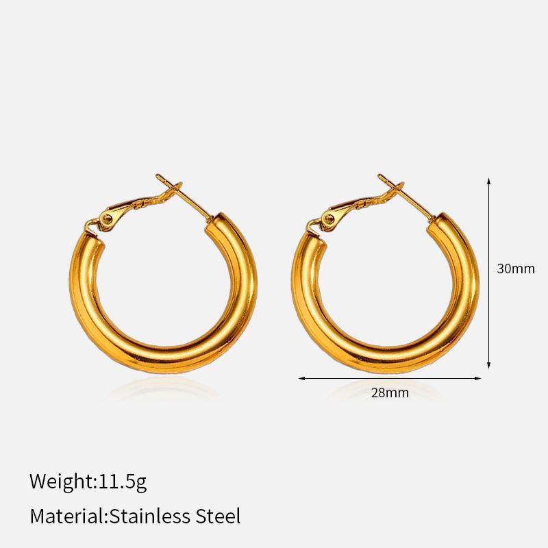 

INS Gold Round Titanium Steel Earrings Luxury Premium 316 Stainless Steel Hoop Earrings Minimalist Tarnish Free Ear Jewelry 1