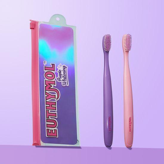 EUTHYMOL Purple Whitening Toothbrush 2-pack Promotion: Choose 1 of 2 (Kuromi Toothbrush Holder / Regular)