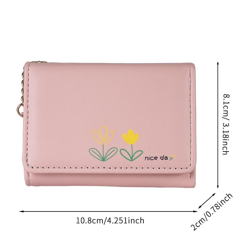 New Small Wallet Women's Leather Short Folding Wallet Student Cute Mini Fashion Hasp Wallet