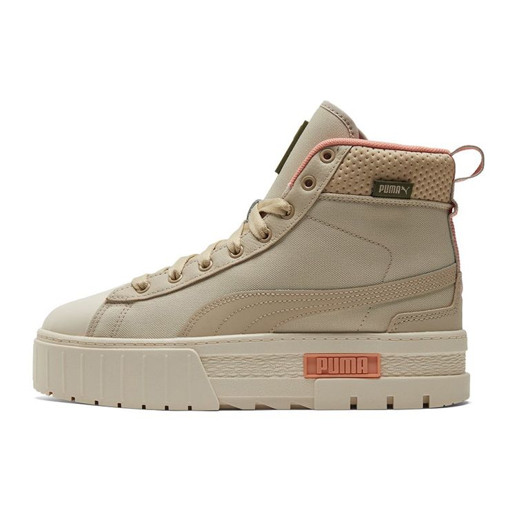 Puma Mayze Mid Safari Fabric Leather Casual High-Top Sneakers Women sneakers Off-White 383688-01