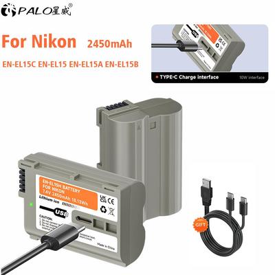 PALO EN-EL15C EN-EL15B EN-EL15 Battery with Type-C Port for Nikon Z5 D850 Z6 Z7 D780 D750 D800 D810 D7000 D7500 Z6 Ii V1 Camera