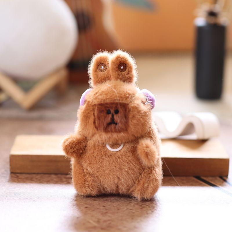 Capybara Rabbit Ear Headphones Plush Toy Keychain Backpack Pendant Holiday Gift