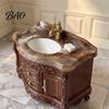 Miniature Bathroom Furniture Doll Mansion Sink Cabinet with Vanity Mirror, 1/12 Scale Mirror Miniature, Tiny Victorian for House Decoration