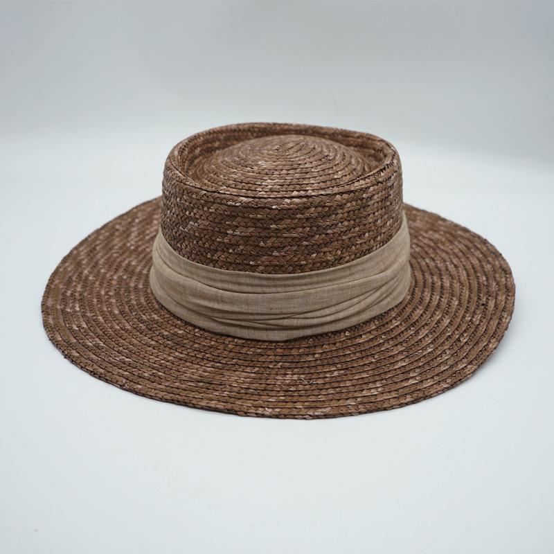 Brown Coffee Natural Straw Straw Hat For Men And Women French Retro Japanese Sunshade Sunscreen Beach Panama Top Hat Vacation