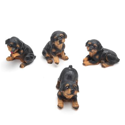 4Pcs Set Mini Cute Puppy Dog Statue Sculpture Ornaments Resin Craftwork Home Courtyard Garden Decoration