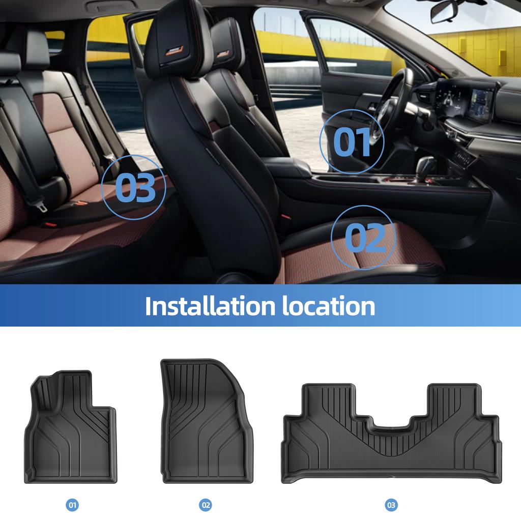 Smabee Left Drive for Chery EXEED RX 2023-2026 Fuel Version Without Subwoofe Car Floor Mats Cargo Liner Trunk Pad TPE BLACK