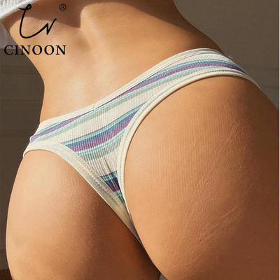 Ropa interior Sexy de cintura baja para mujer, bragas de arcoíris sin costuras, lencería de alta elasticidad, Tanga íntima tentación