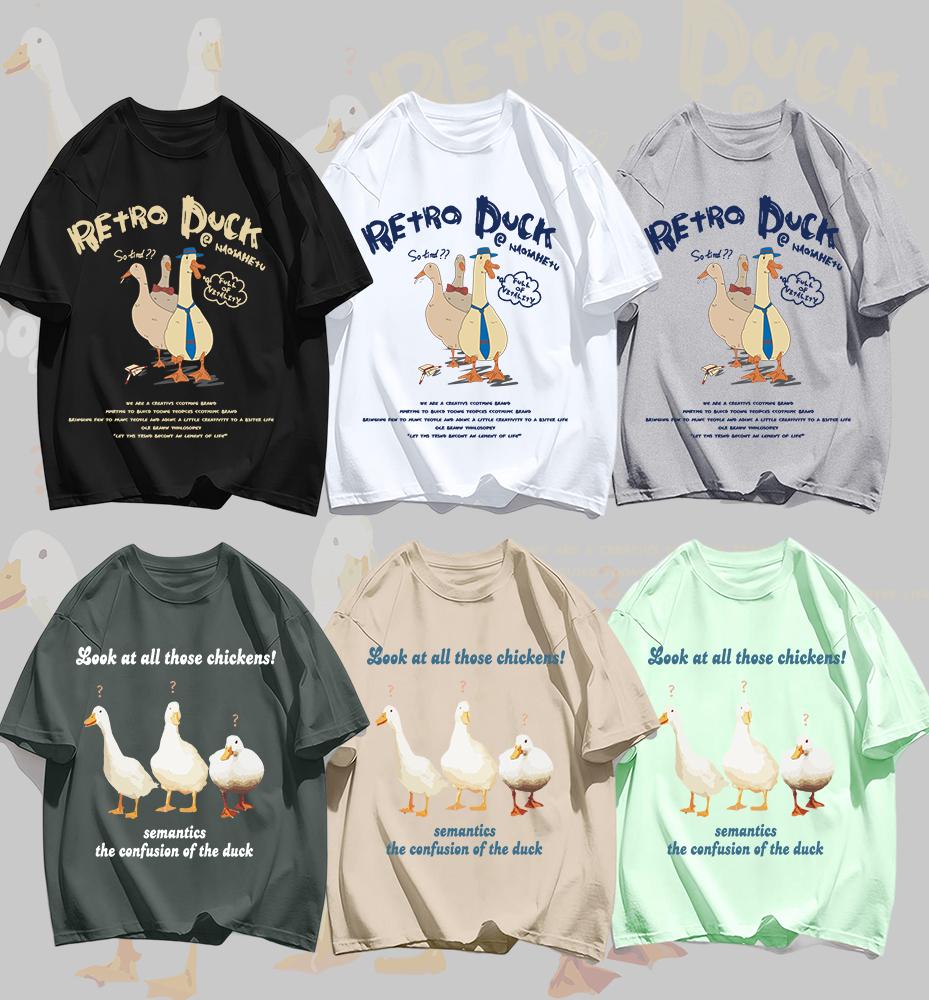 Classic Color Scheme T-Shirts For Unisex Retro Oversized Short Sleeves Fashion Couple Clothes Unisex Simple Basics Clothing
