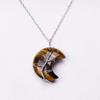 Crescent Pendant Necklace Moon Shape Crystal Necklaces for Women Men Natural Stone Collar Chain Choker Jewelry