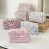 Portable Floral Quilted Makeup Storage Bag Multifunctional Large Capacity Toiletry Pouch Handbag Travel