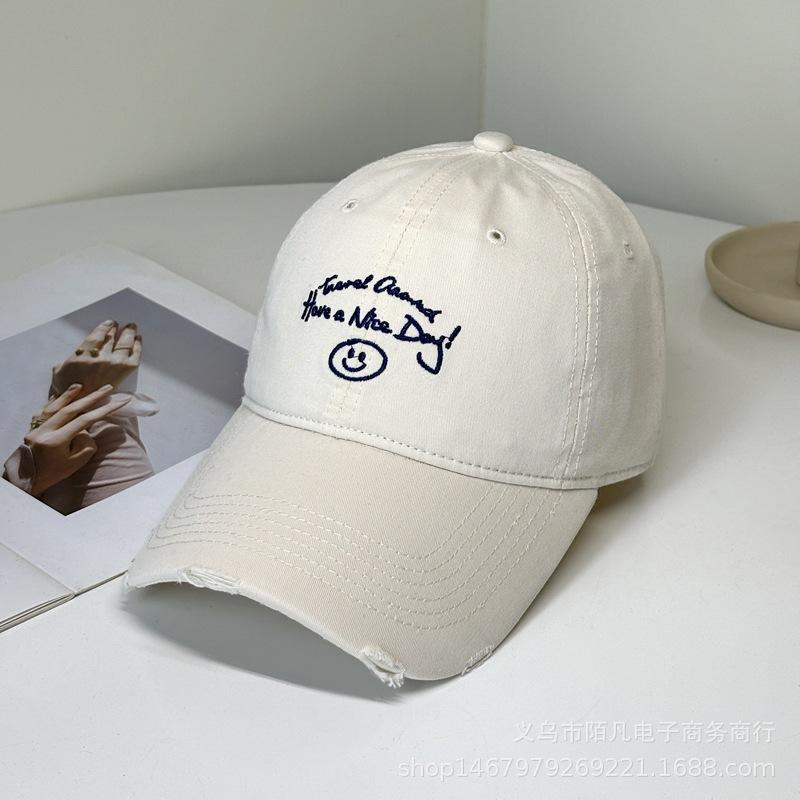 Letter Embroidered Baseball Cap Children's Summer Versatile Simple Sun Hat Showing Face Small Holes Peaked Cap Men