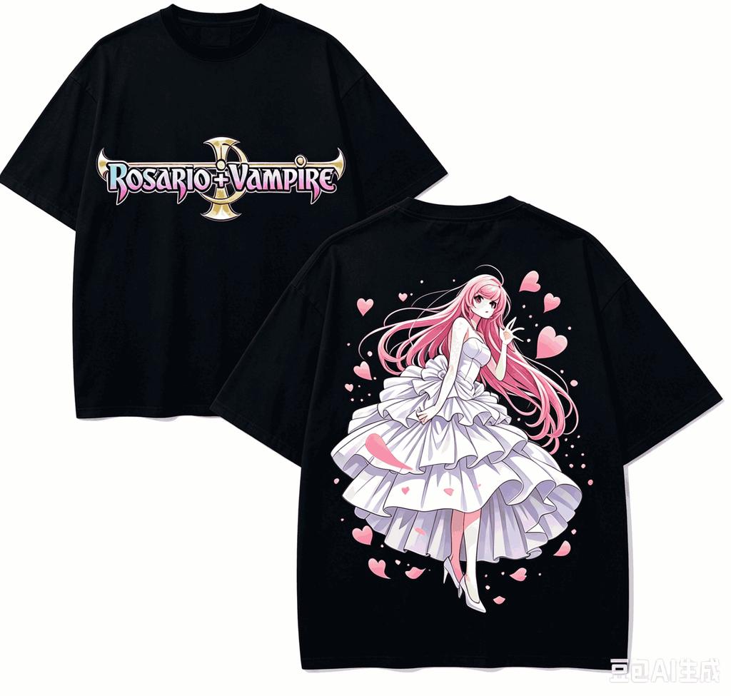 Rosario to Vampire Anime Lover T-shirt Harajuku Cotton New Model High Street Retro Unisex Overs