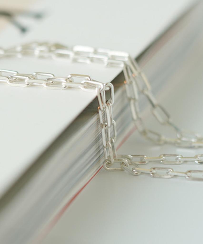 Alleun Silver 925 Square Chain Long Clip Bold Necklace