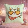 Bandana Style Cat Cushion Cover Premium Comfort Reversible Pillow Cove Two in One Design for Any Room  Car Interior