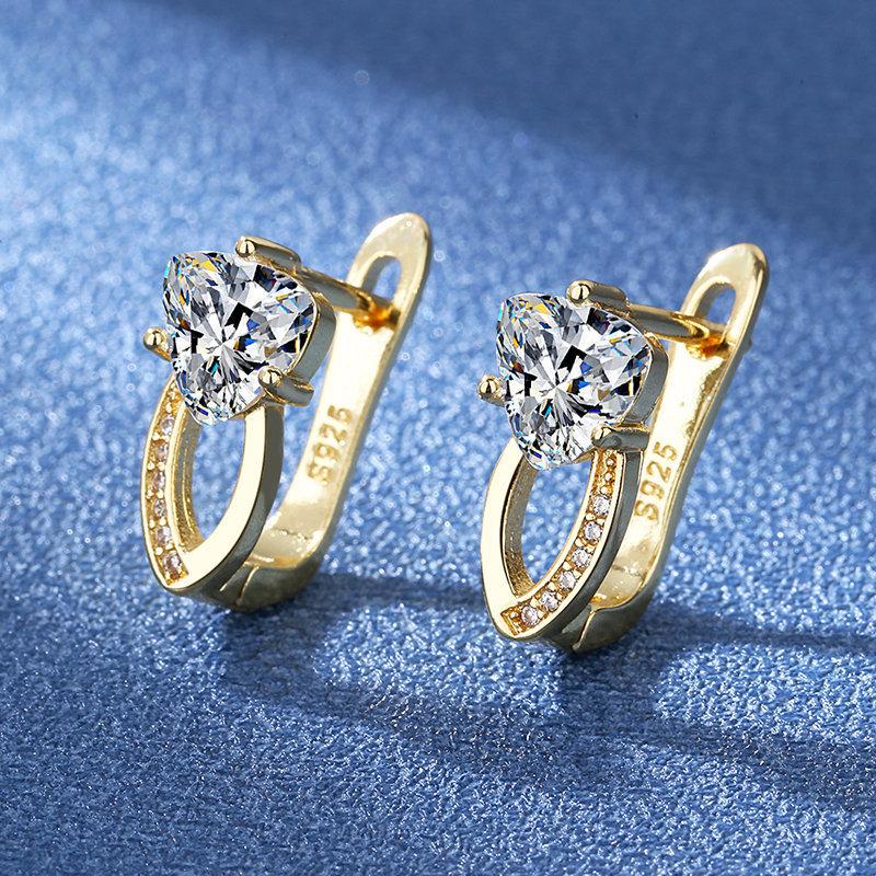 2026 Earrings Classic Simple Gold-plated Zircon Ear Jewelry Accessories Zircon Earrings Women