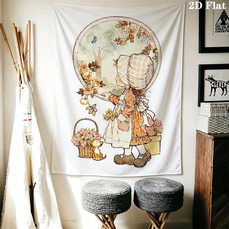 Sarah Kay Wall Tapestry Aesthetic Wall Hanging Printed Fabric Blanket Decorative Tapestries for Bedroom Living Room Home Decor