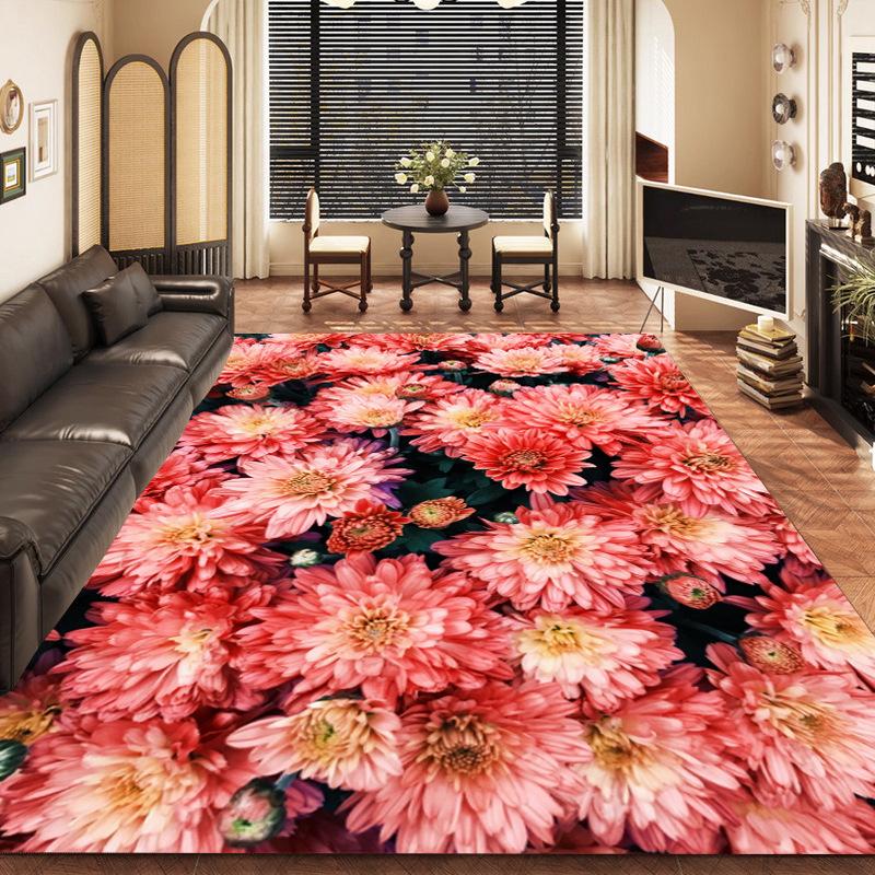 Bedroom Living Room Square Carpet Flower Carpet Anti Slip Home Rectangular Geometric Printed Carpet