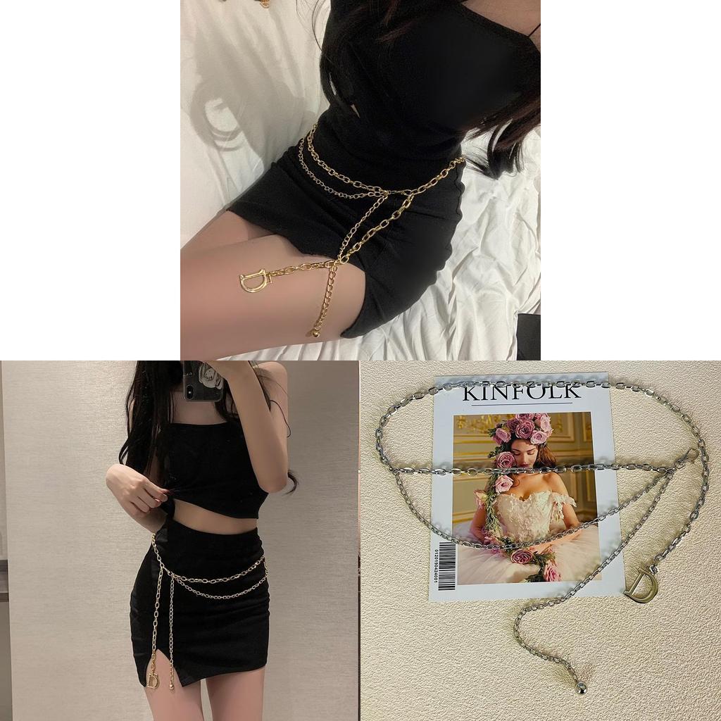 Y2k Silver Metal Waist Chain With Tassel Decor For Teen Girls Summer Style