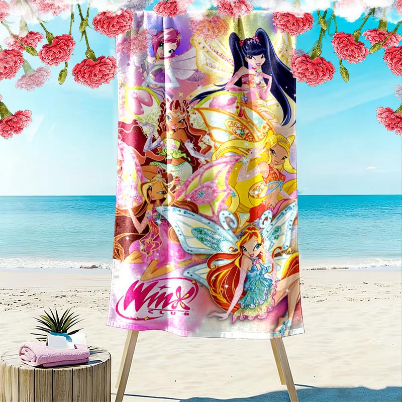 Winx Club Print Beach Towel, Large Soft Quick Dry Towel for Beach Camping Swimming