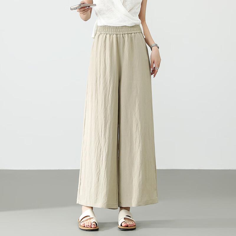 Demana Women's Tencel Linen Breathable Wide-Leg Capris