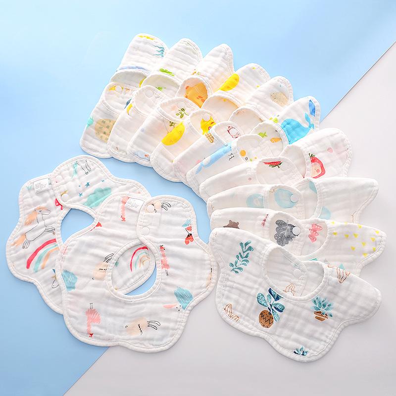 6 Layer Cotton Muslin Baby Bibs Newborn Drool Burp Cloth Unisex Soft Absorbent For Spring And Autumn Anti Spit Up
