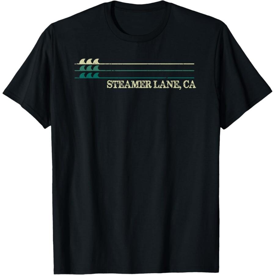 Steamer Lane Калифорнийский Брейк Серфинг Ретро Волна Футболка XXXXXL чёрный
