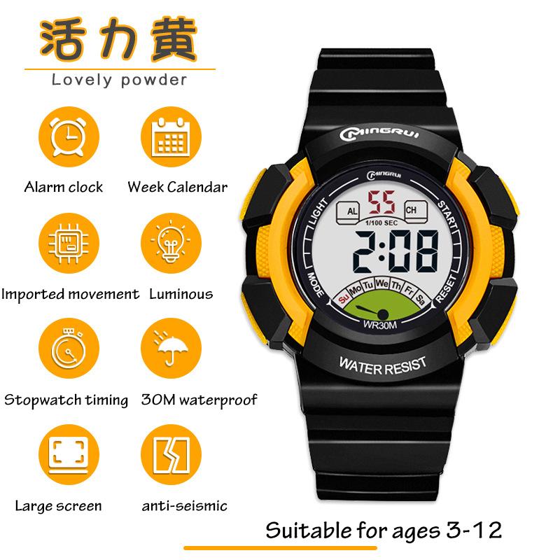 high quality Children's Boys' Sports Electric watch 30M Waterproof LED Alarm Clock Student Kids Girls' Pink Fashion Cute Watches