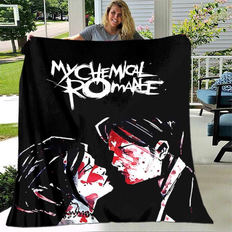 1pc Blanket My Chemical Romance Print Design, Lightweight Blanket for Sofa, Bed- Soft &Warm, Gift for All Seasons like Christmas, Halloween