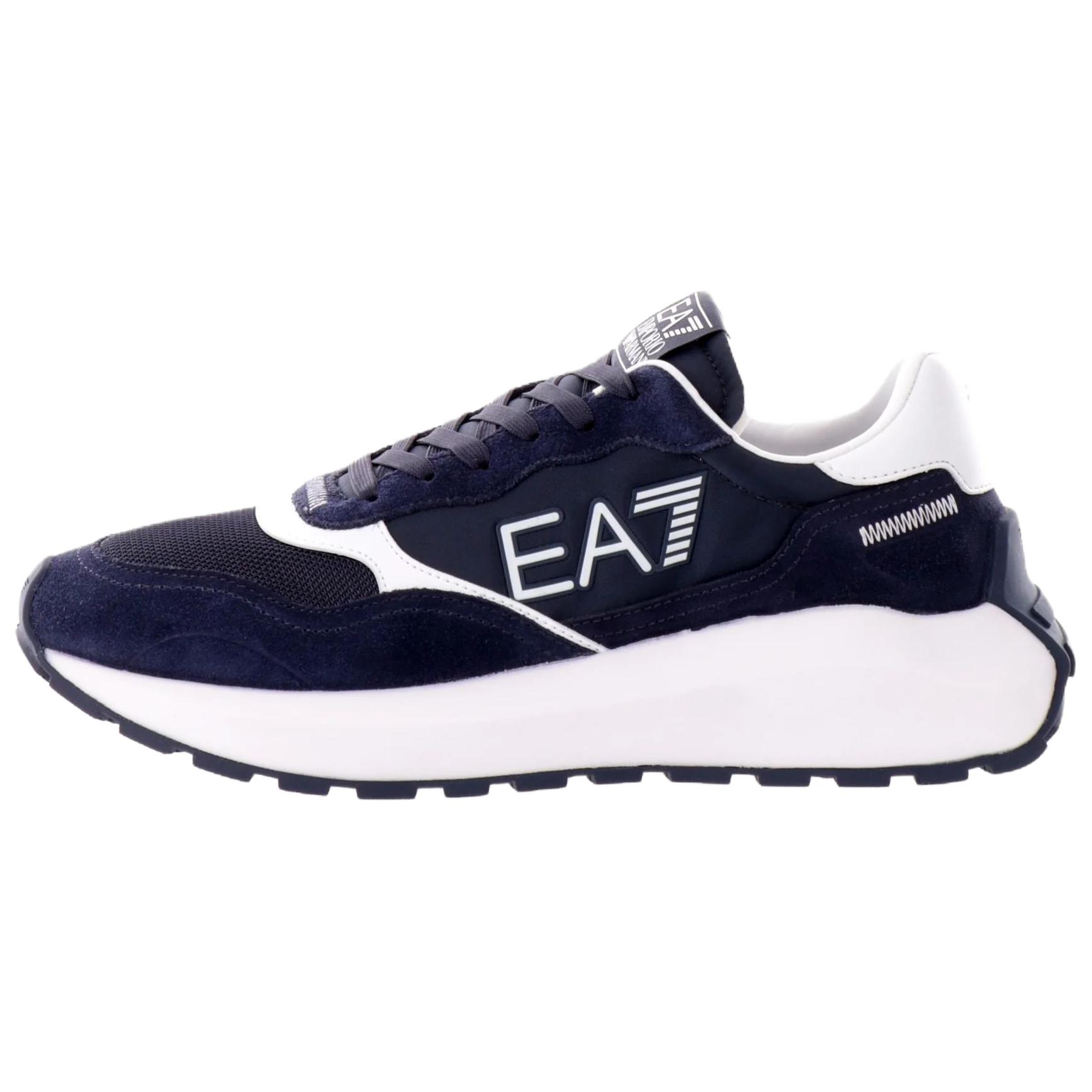 

Emporio Armani EA7 Leather Suede Round Toe Lace-Up Low-Top Casual Shoes Men sneakers Blue X8X186XK401U473 38.5