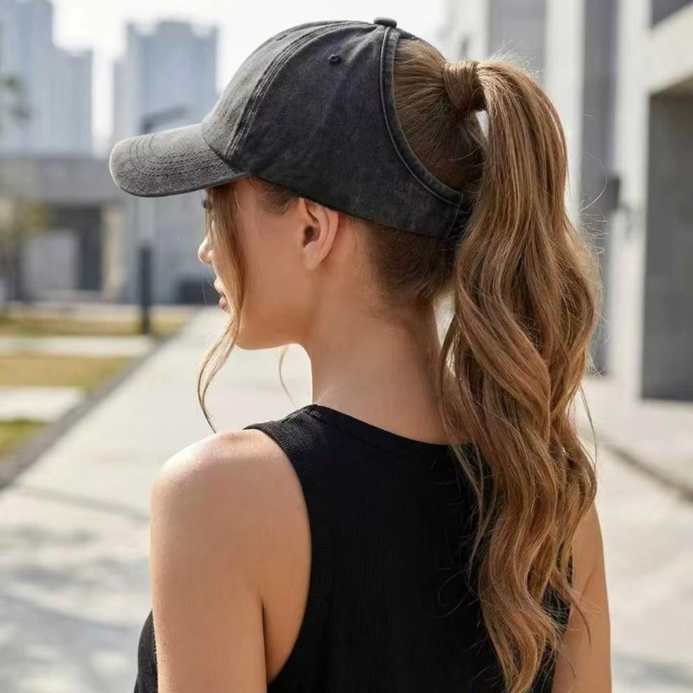 Hip Hop Empty Top Hat Solid Color Sun Protection Peaked Hat Vintage Washed Baseball Cap Outdoor