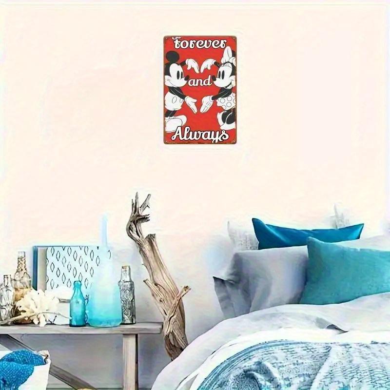 2D Flat, (Disney) 2D Flat 1pc "Mickey and Minnie's Eternal Love" Tinplate Painting- Great Decoration for Living Room, Cafe, Bar,